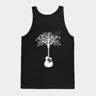 Acoustic Guitar Tree Dark Theme Tank Top